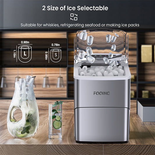 FOOING Ice Makers Countertop, 24pcs Ice Cubes in 13 Mins, 40Lbs/24H  Portable Ice Maker, Auto-Cleaning Ice Machine with Ice Scoop & Basket, LCD  Digital
