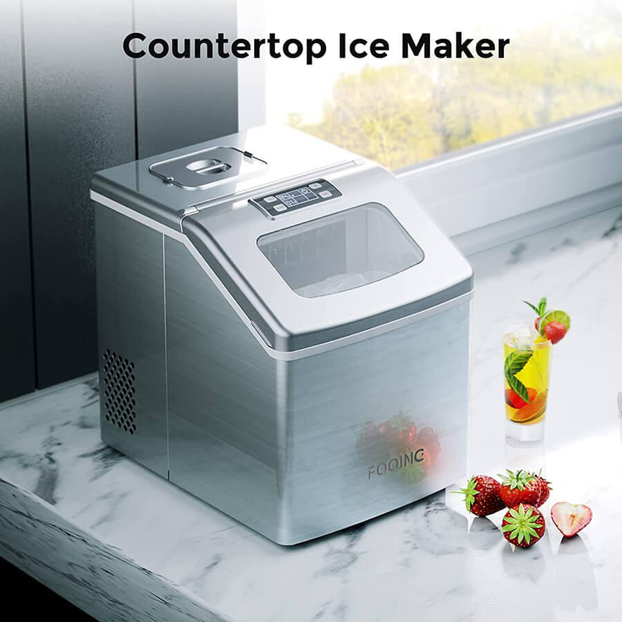 NEW Aglucky HZB-12/H Self Cleaning Countertop Portable Ice Maker Machine  Grey