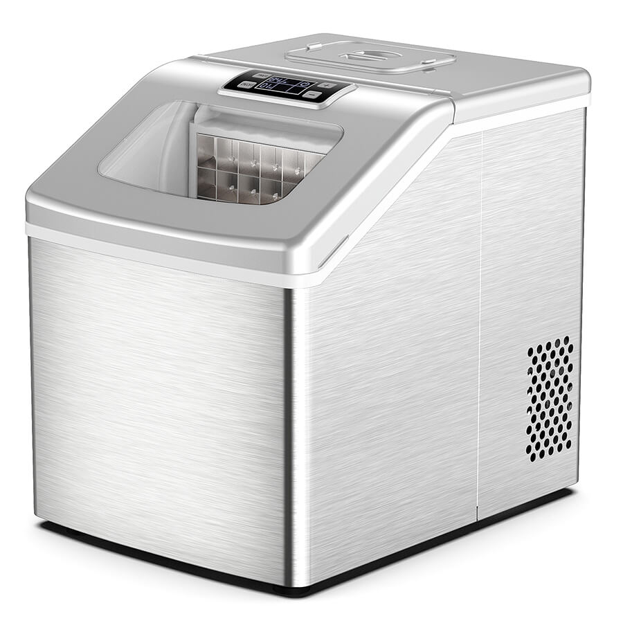 FOOING Automatic Self-Cleaning Ice Maker Machine Countertop HZB-18F-SL silver ice maker-1-2