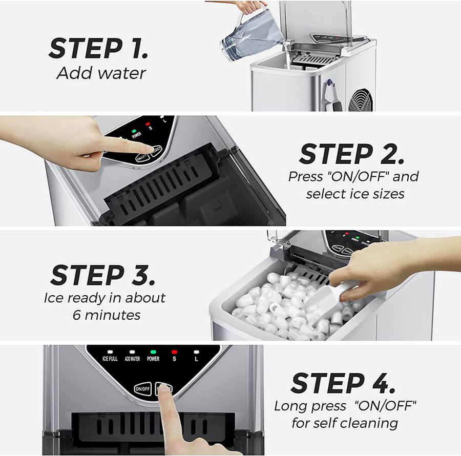 Automatic Self-Cleaning Ice Maker Machine Countertop丨FOOING